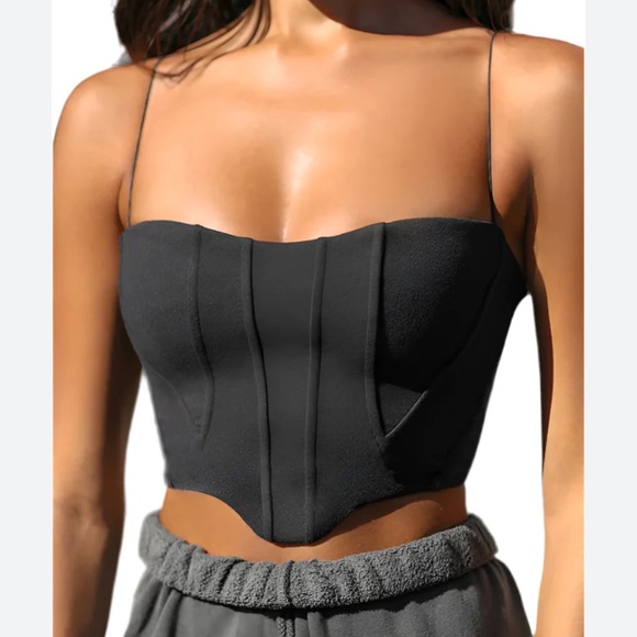 NWT  Joah Brown Black Corset Crop Top - Picture 1 of 4
